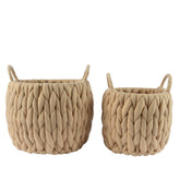 Decoris Polyester Round Weaving Basket Set of 2pc - Sand